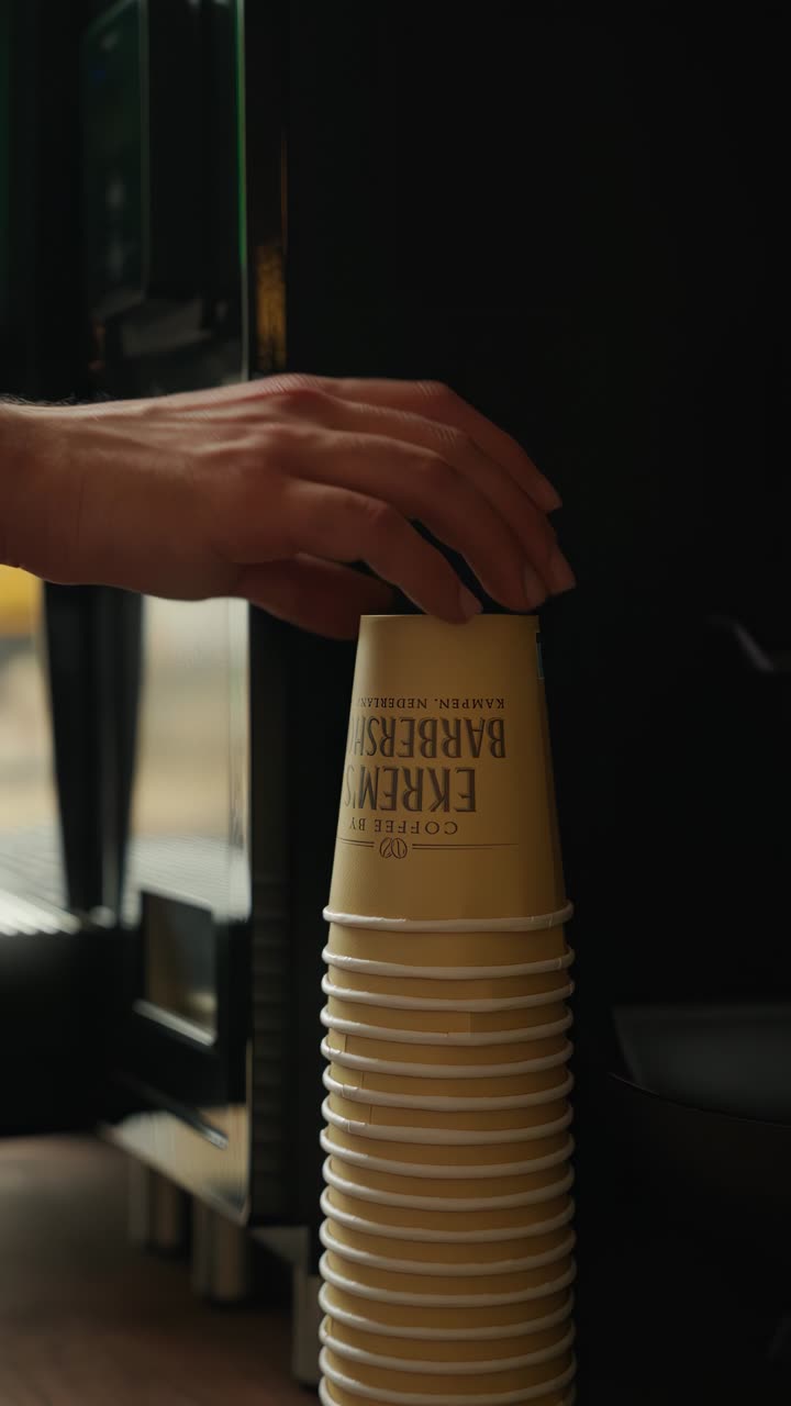 Stapel koffiebekers van Ekrem's Barbershop
